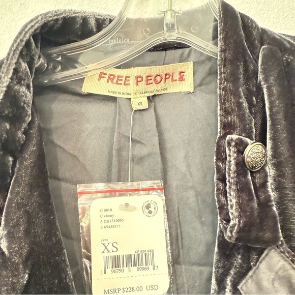 Free People Faye Velvet Jacket Military Style - Picture 5 of 13